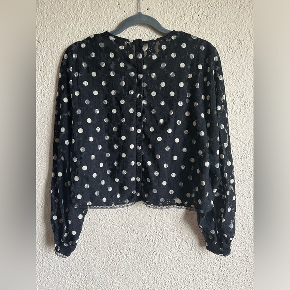 Zara Polka Dot Lace Semi Sheer Blouse Size XS - Picture 7 of 7